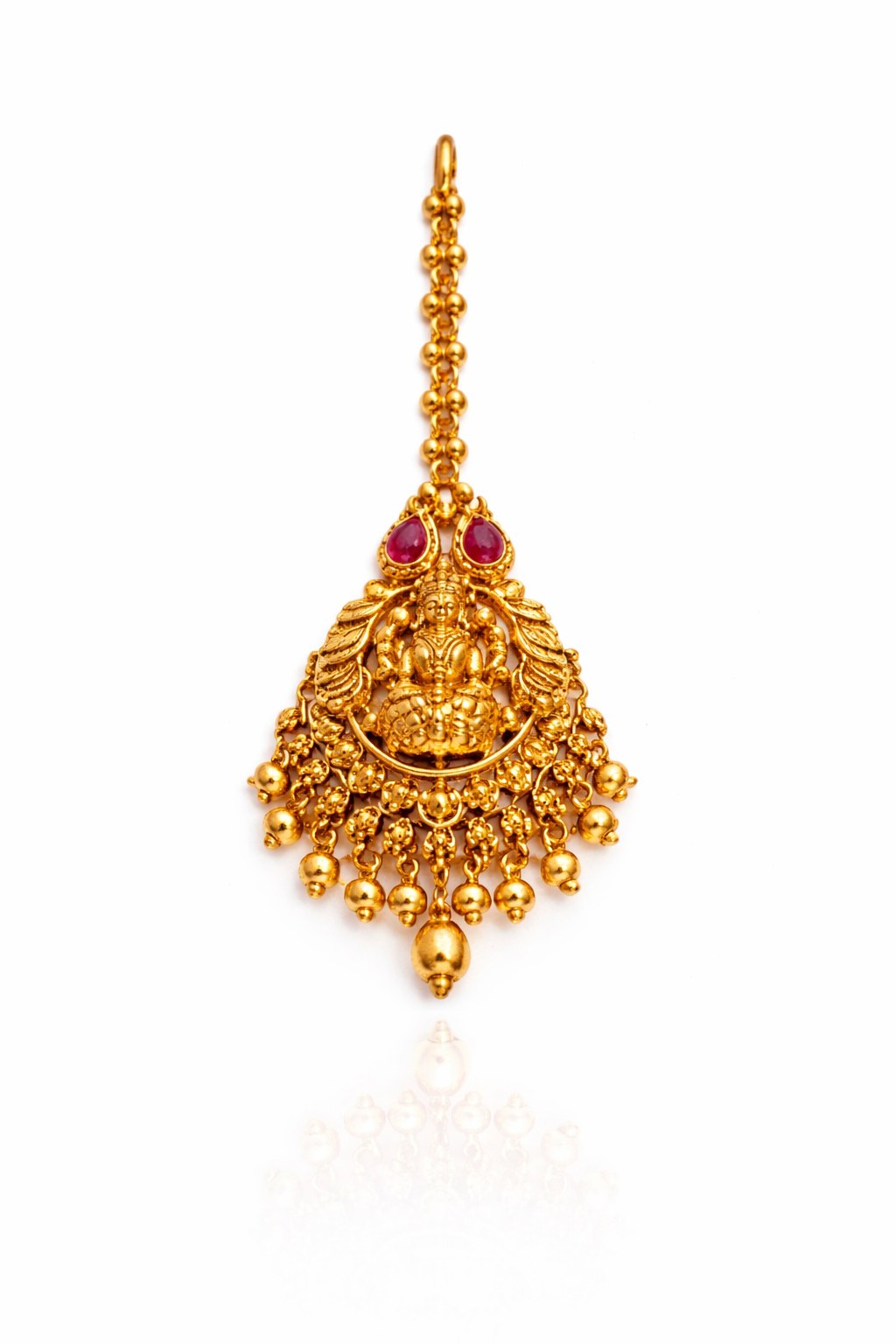 Lakshmi carved antique maang tikka