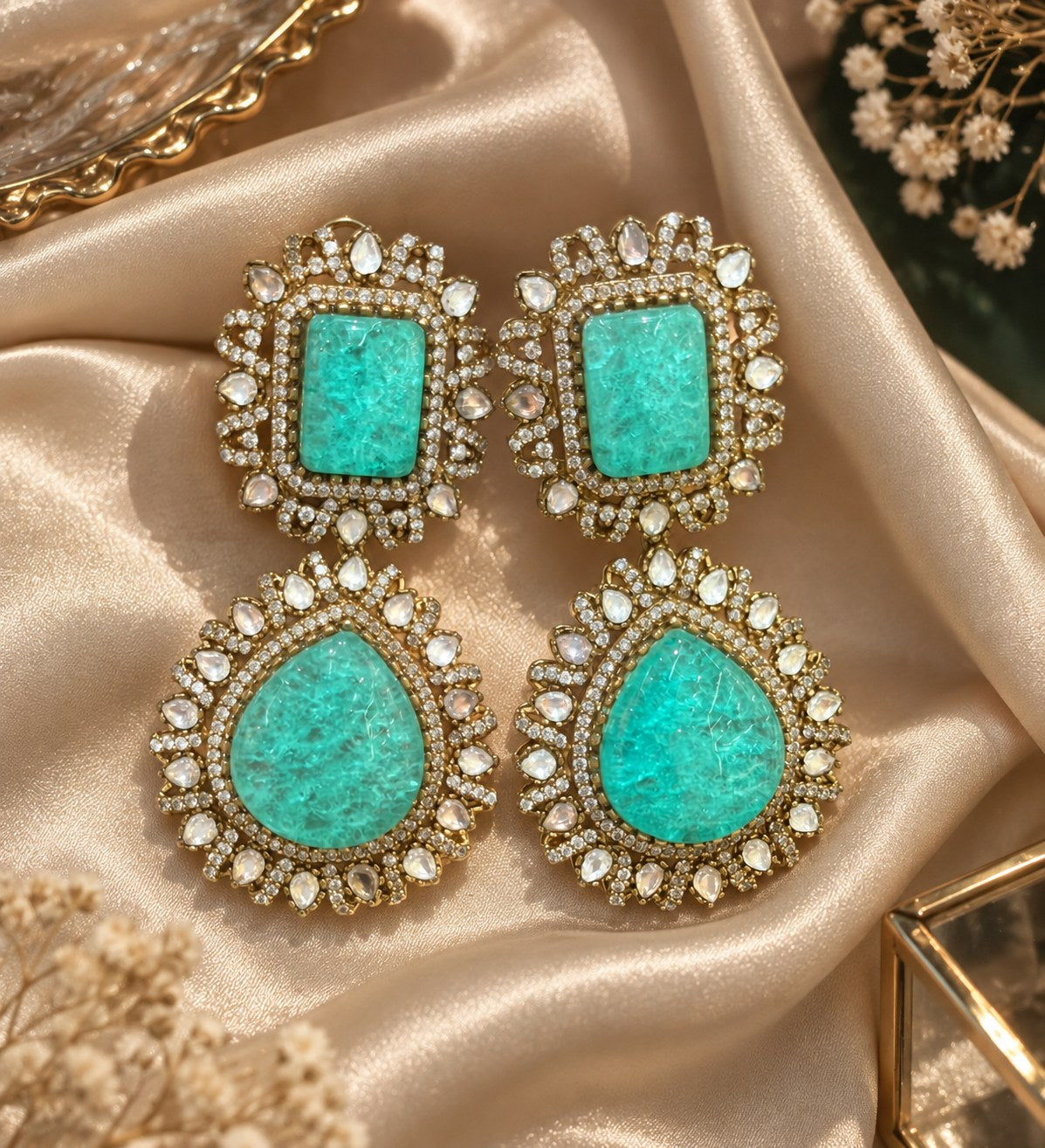 Emerald Victorian Drop Earrings