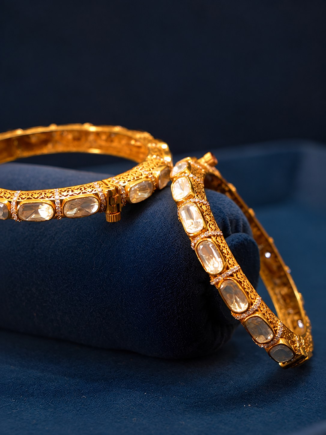 Antique Gold Embellished Stone Bangle