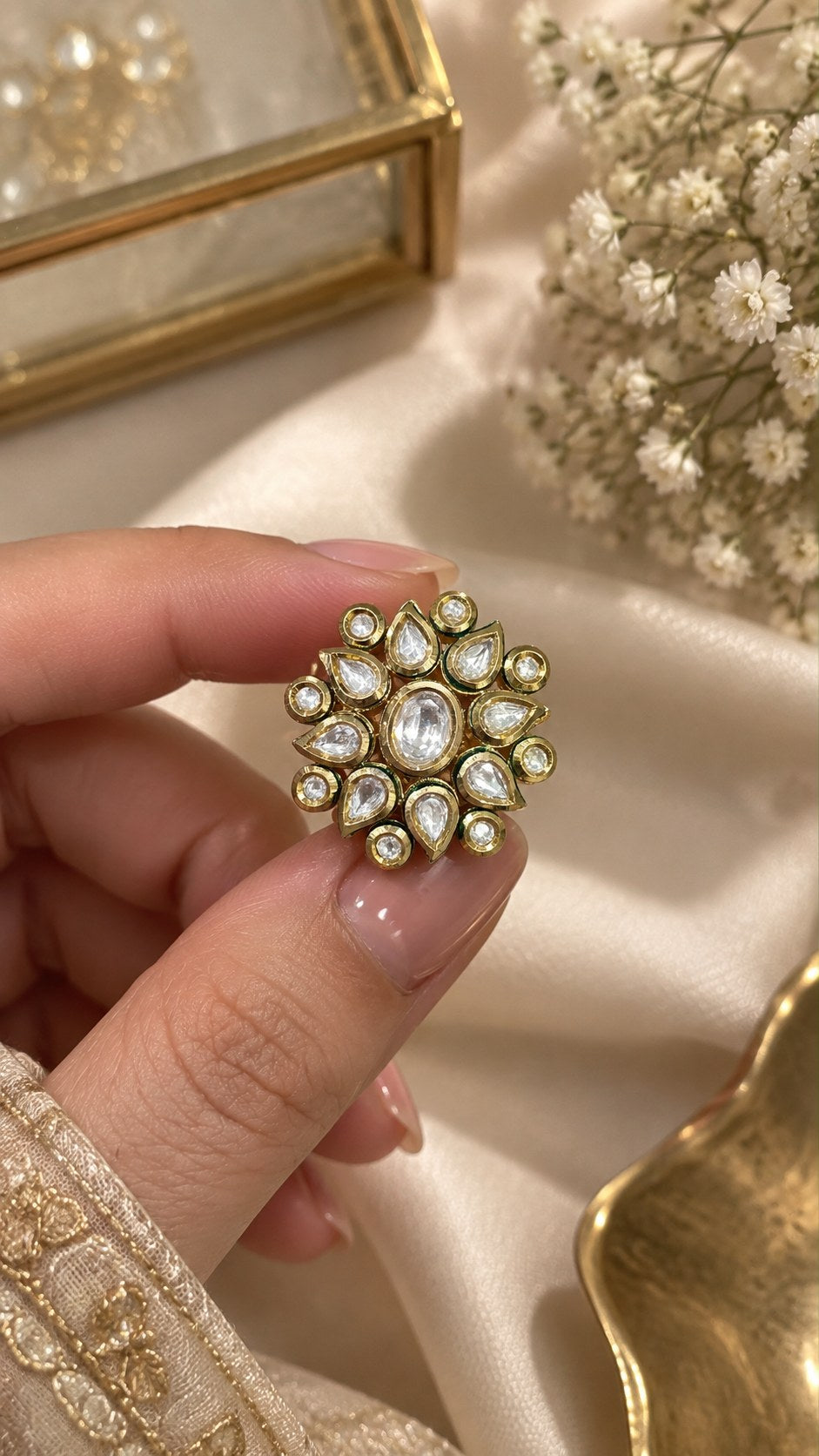 Antique Gold Floral Statement Ring