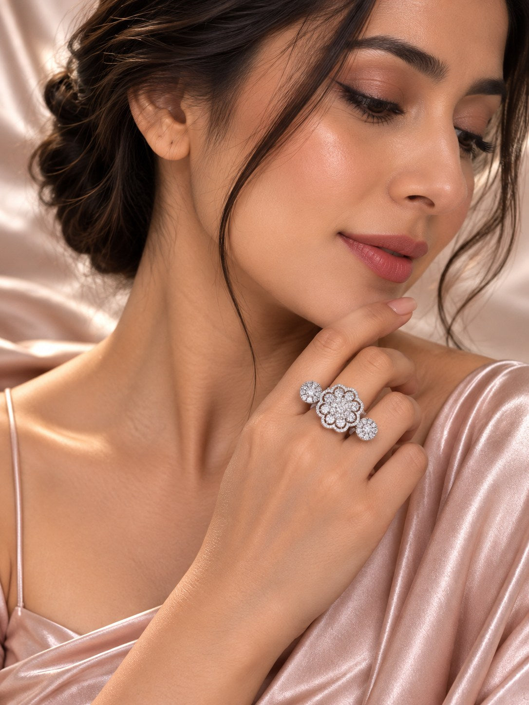 Silver Floral Statement Ring