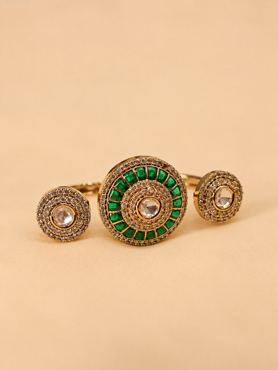 Green & Clear Stone Statement Ring