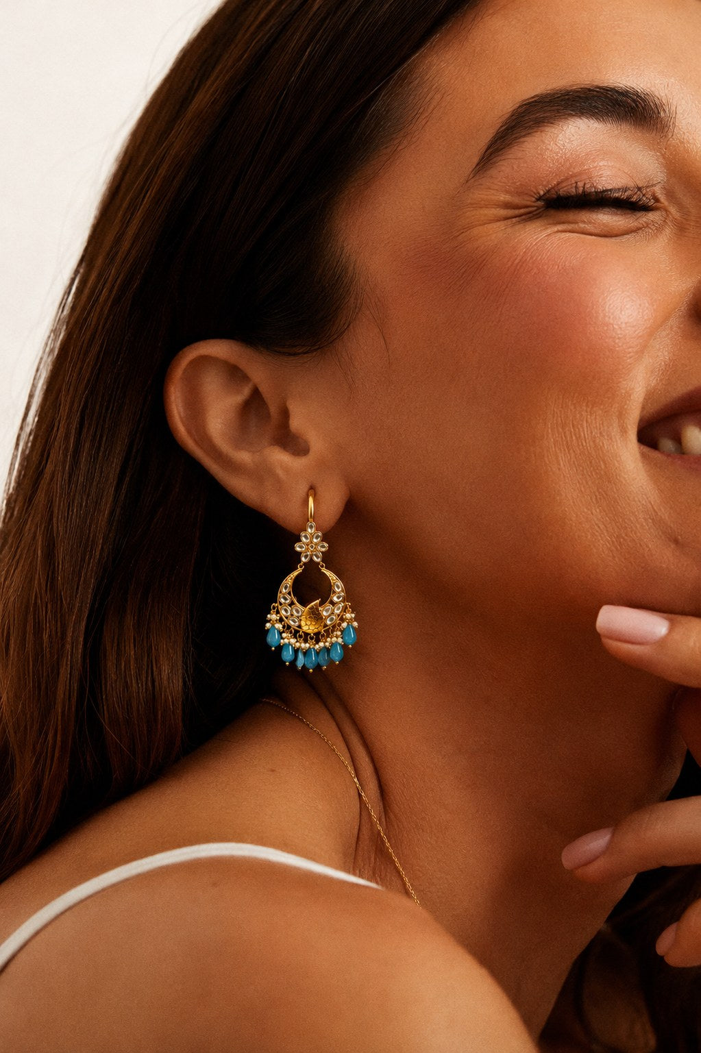 Turquoise Peacock Chandbali Earrings