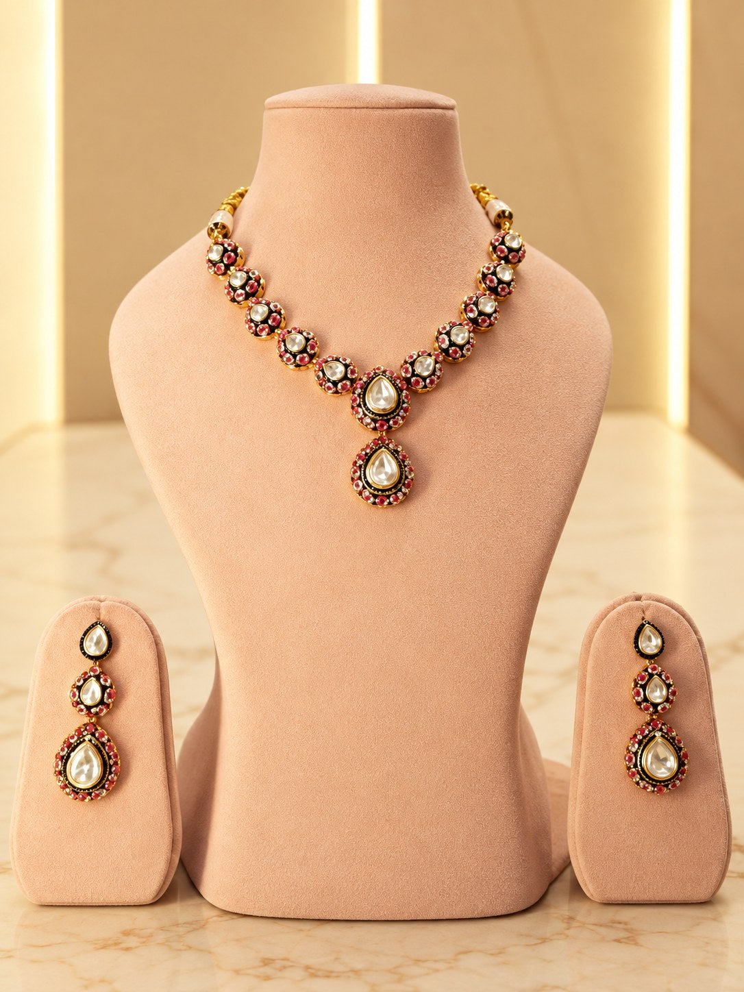 Regal Multicolor Polki Short Necklace Set