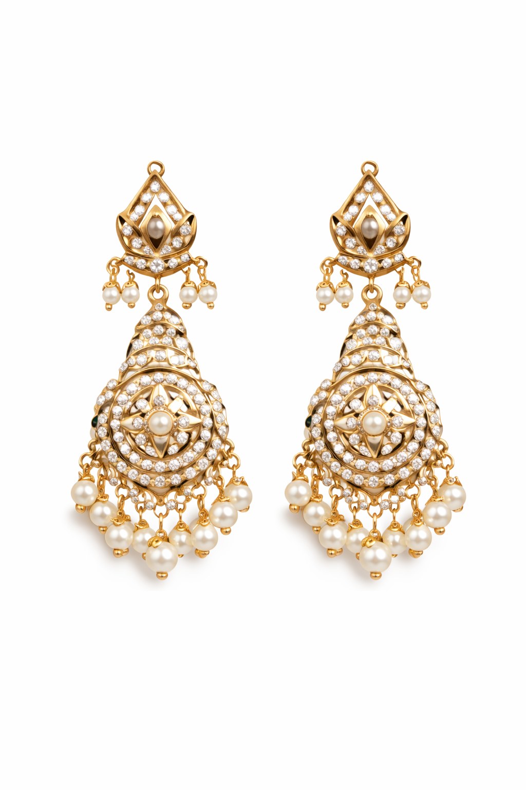 Pearl fringe polki statement choker and earrings