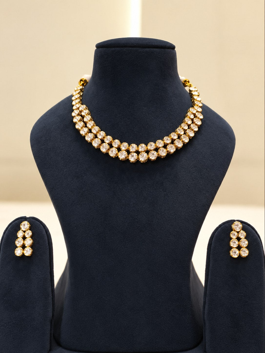Elegant Gold & Green Kundan Short Necklace Set