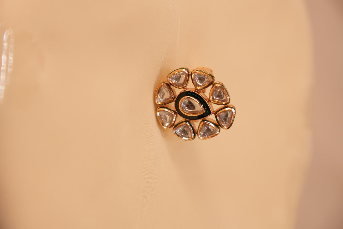 Regal Green Antique Gold Statement Ring