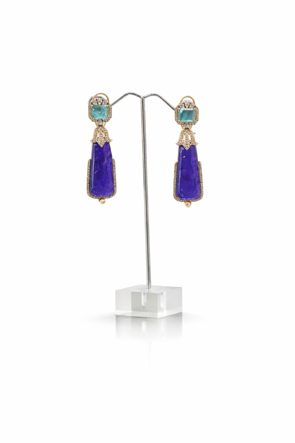 Victorian crystal top tassel drop earrings