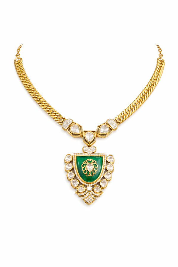Modern Polki Necklace Crafted with Sharp Elegance Earrings