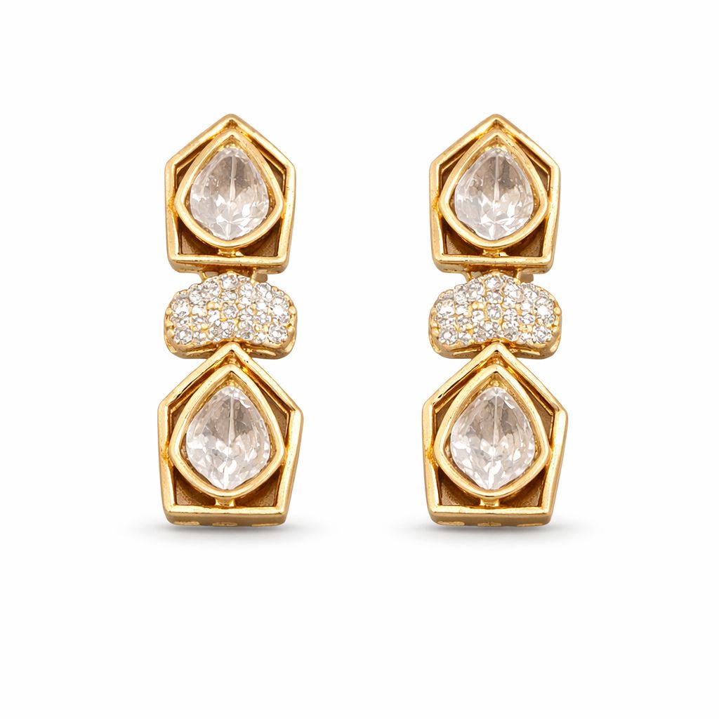 Modern Polki Necklace Crafted with Sharp Elegance Earrings