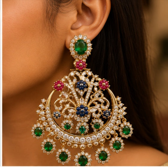 Sabyasachi-Inspired Sapphire Chandbali Earrings