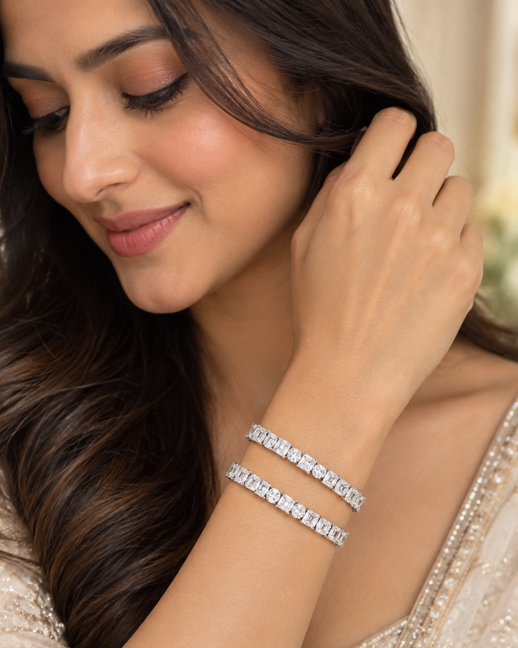 Radiant Square American Diamond Bangles