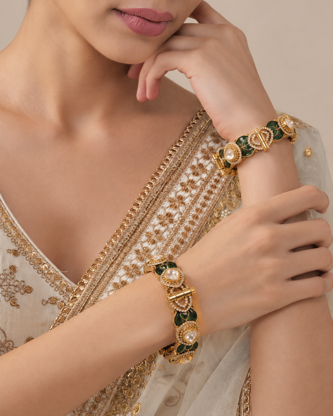 Emerald Regal Victorian Statement Bangles