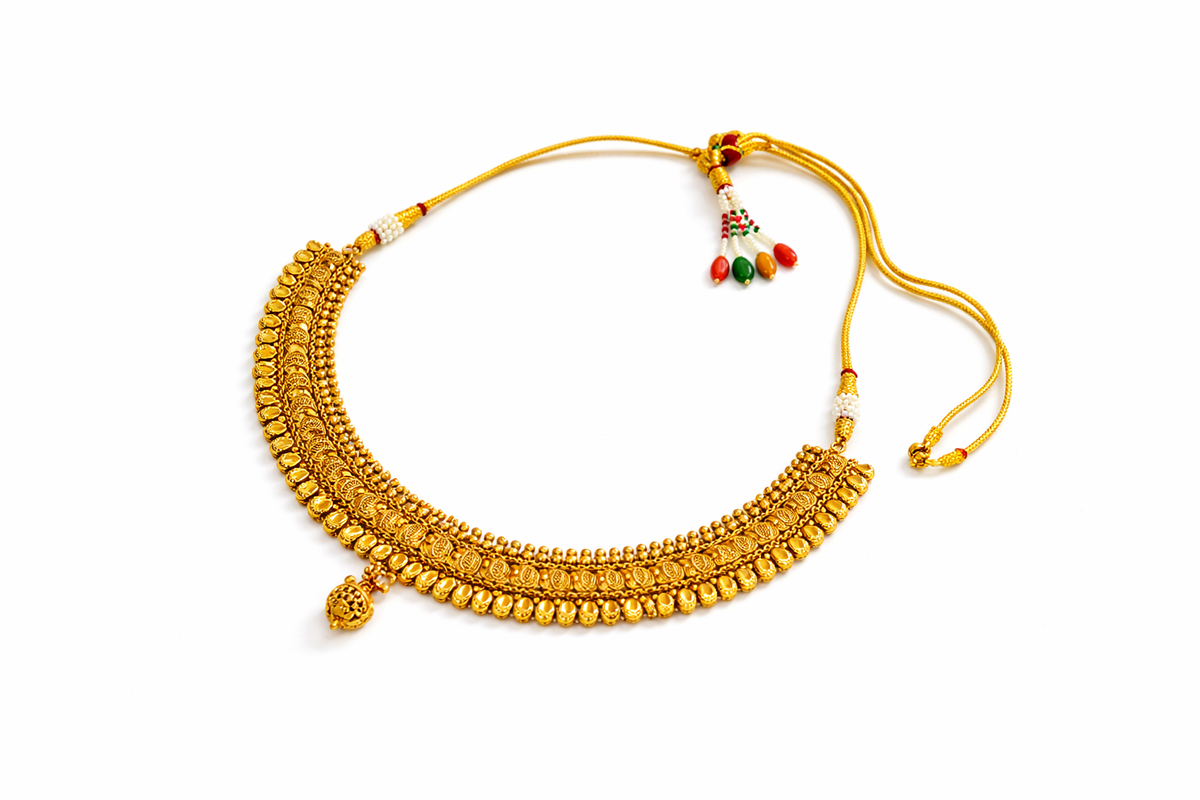 Traditional South Gold necklace with earrings