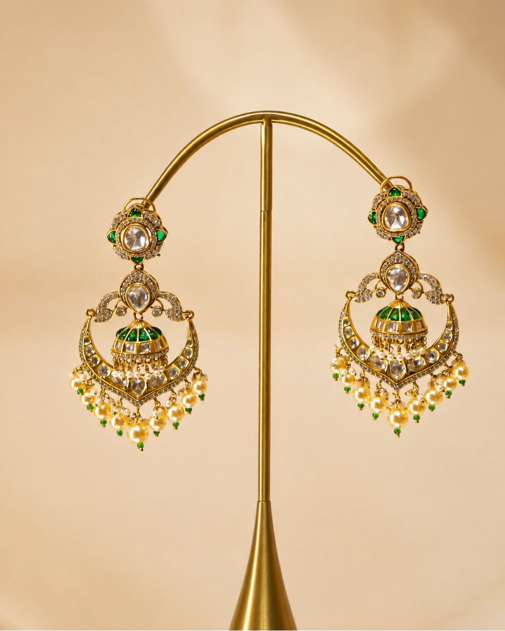 Green White Victorian Chandbali