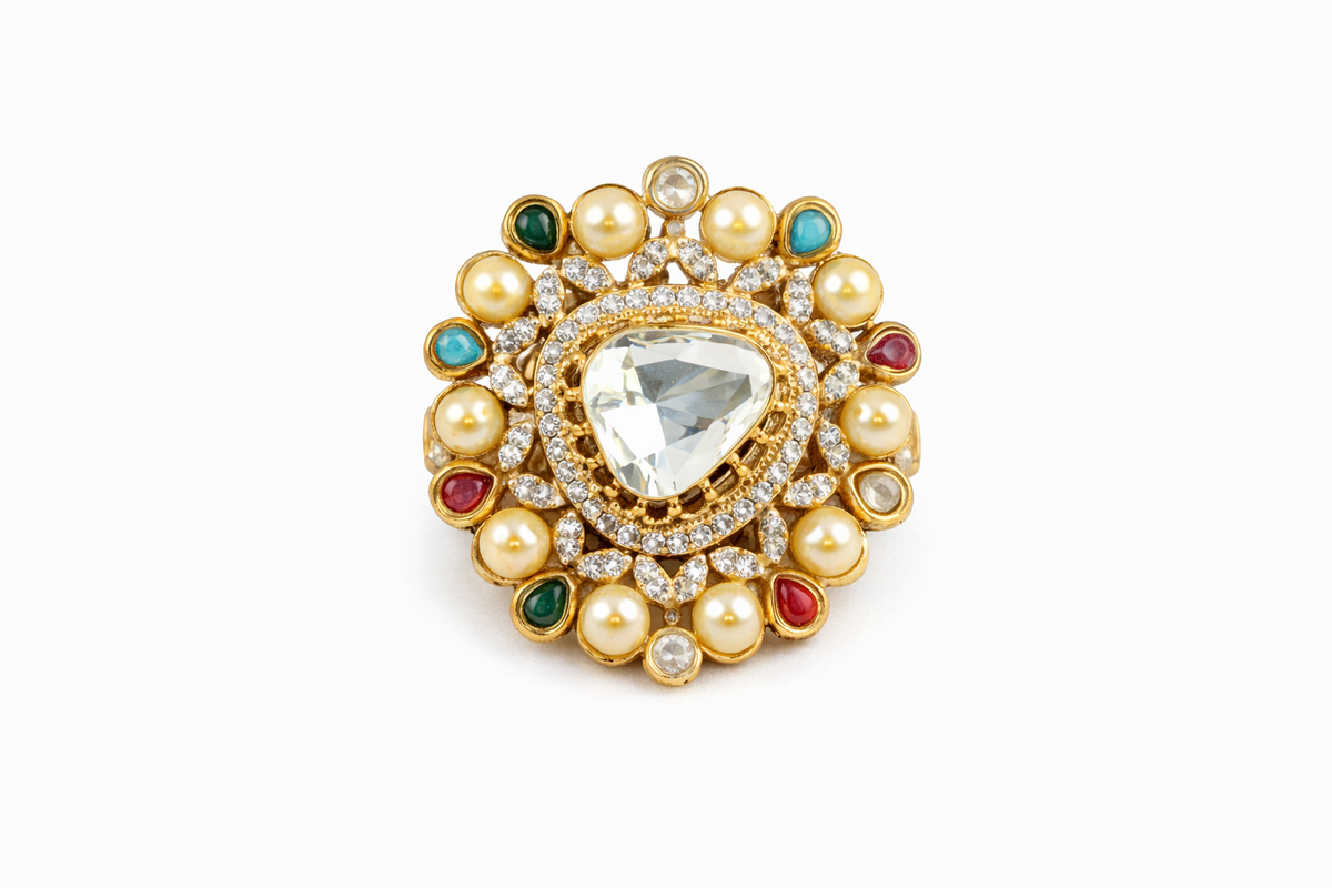 Multicolor halo gemstone cocktail ring