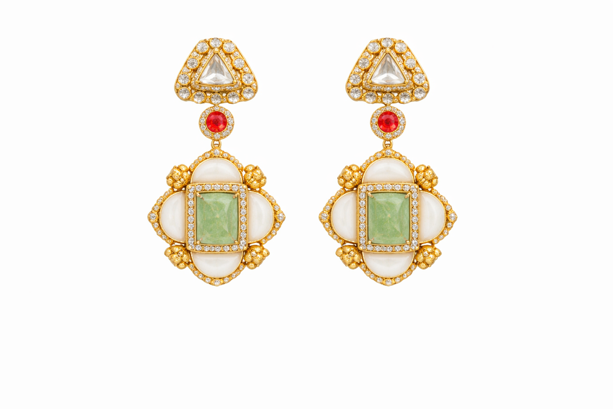 Elegant vibrant gemstone necklace with earrings
