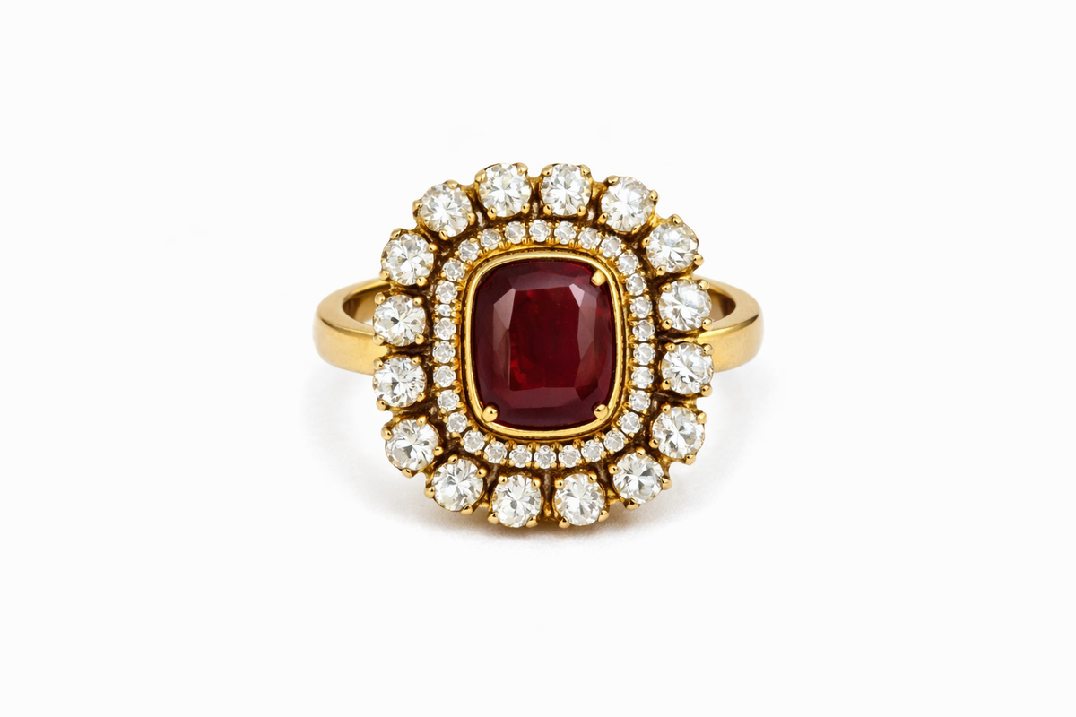 Elegant gemstone cluster design ring