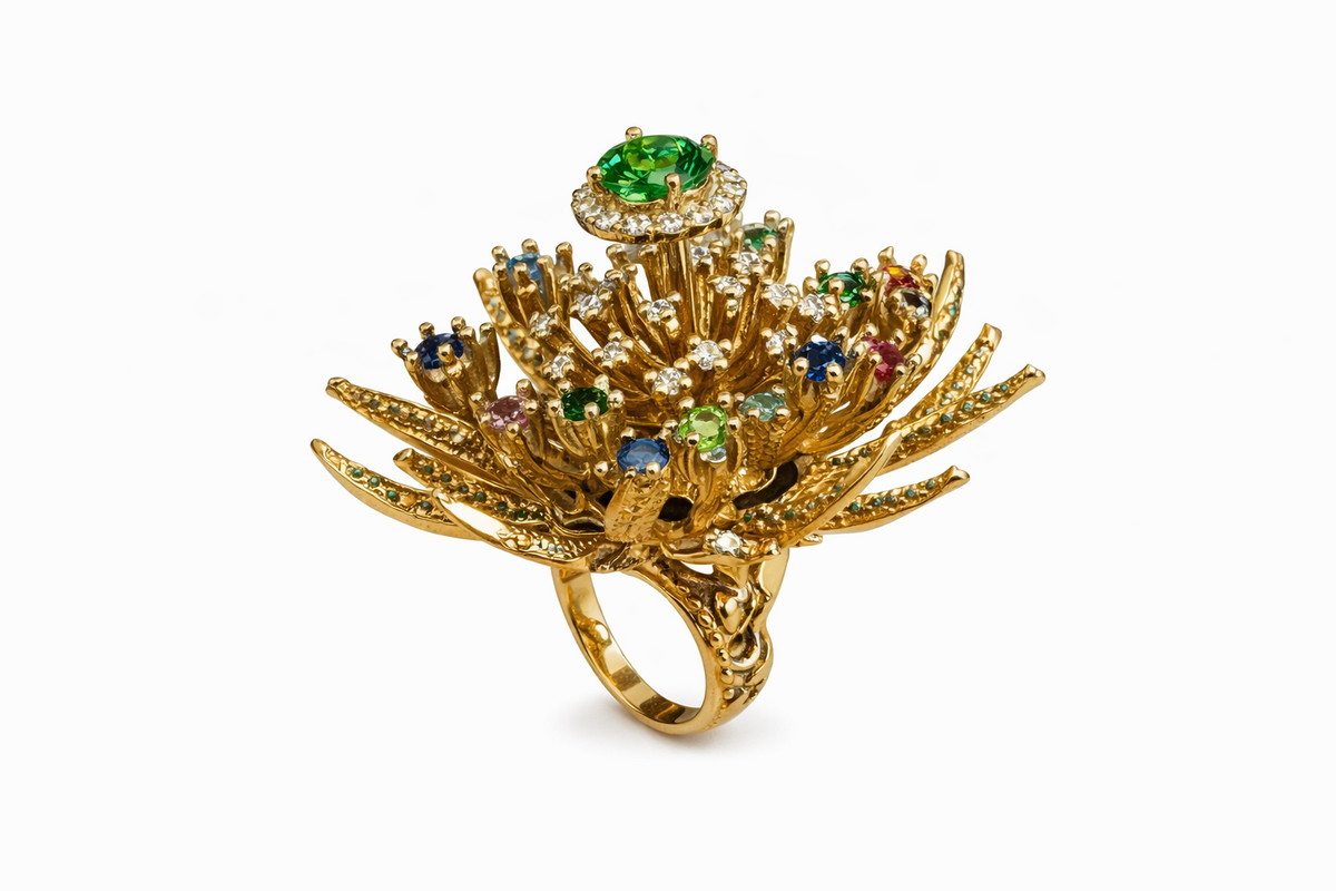 Bold designer textured statement ring