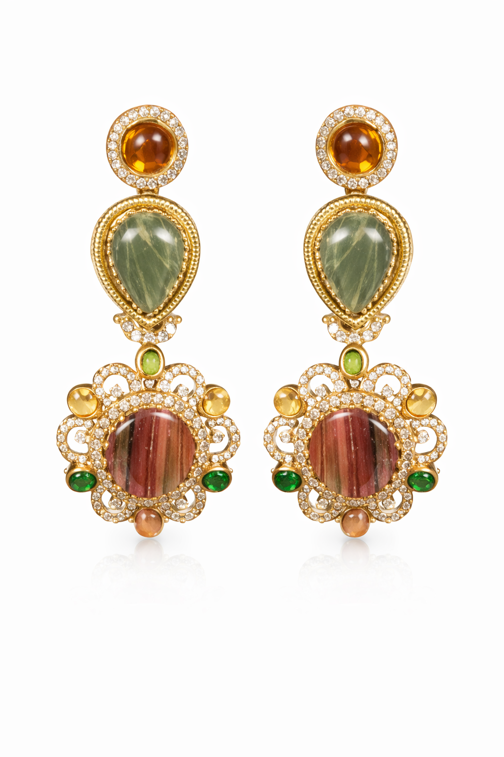 Delicate layered gemstone earrings