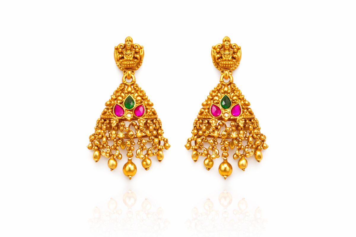 Lakshmi motif antique temple choker with earrings