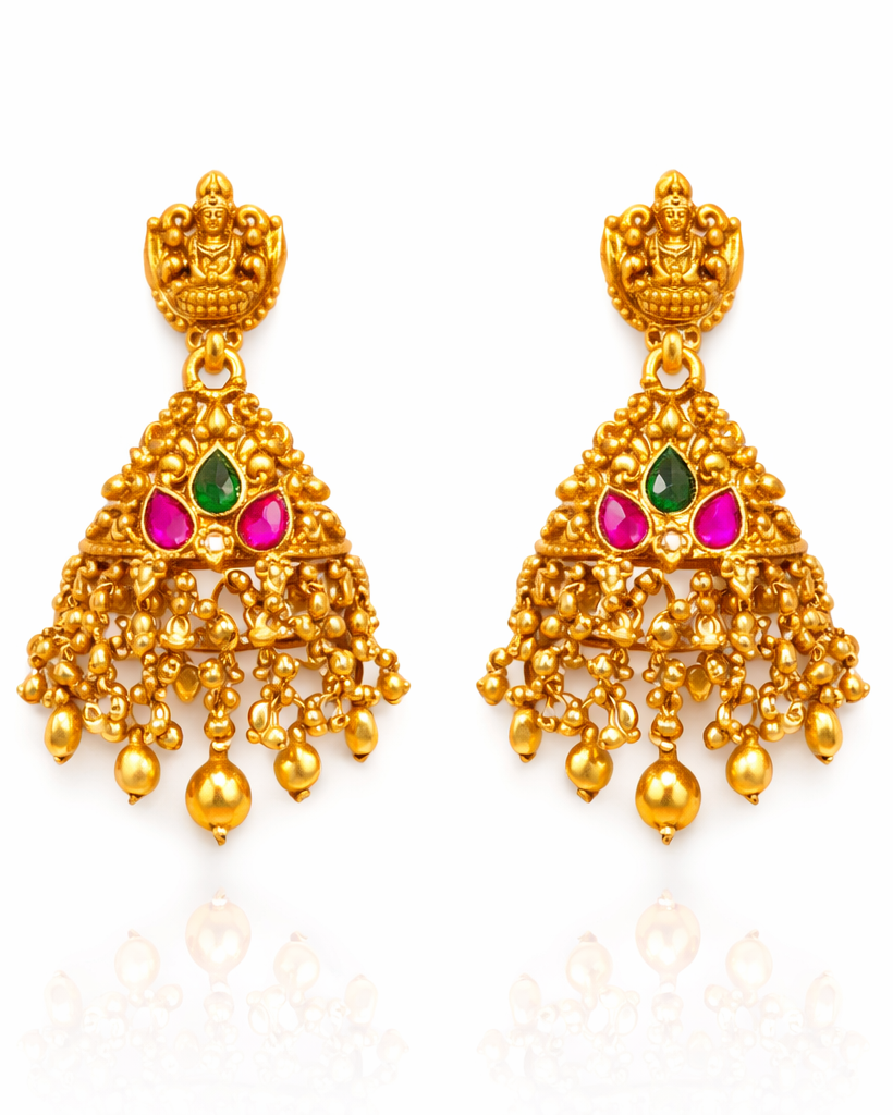Traditional temple jewellery long necklace with earrings