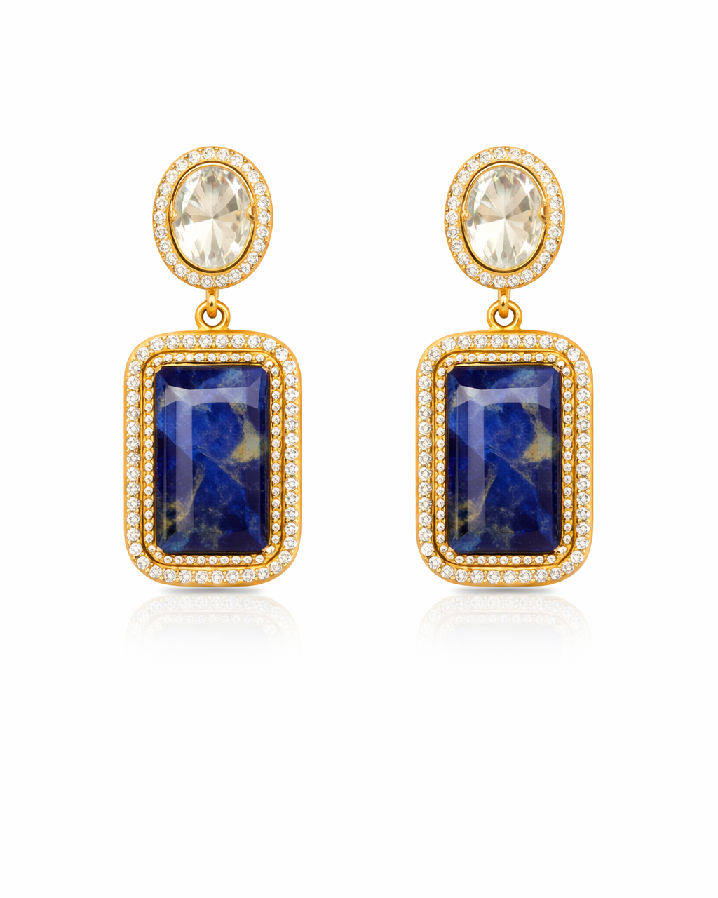 Classic blue stone collar necklace with statement earrings