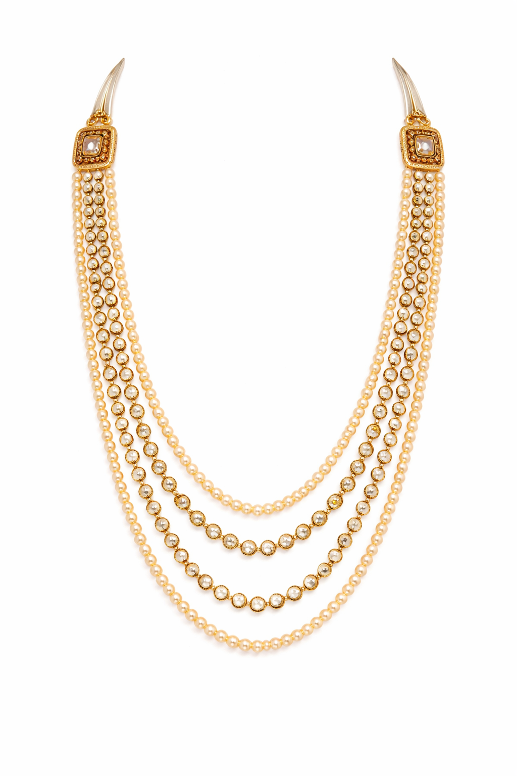 Pearl Cascade Kundan necklace Set
