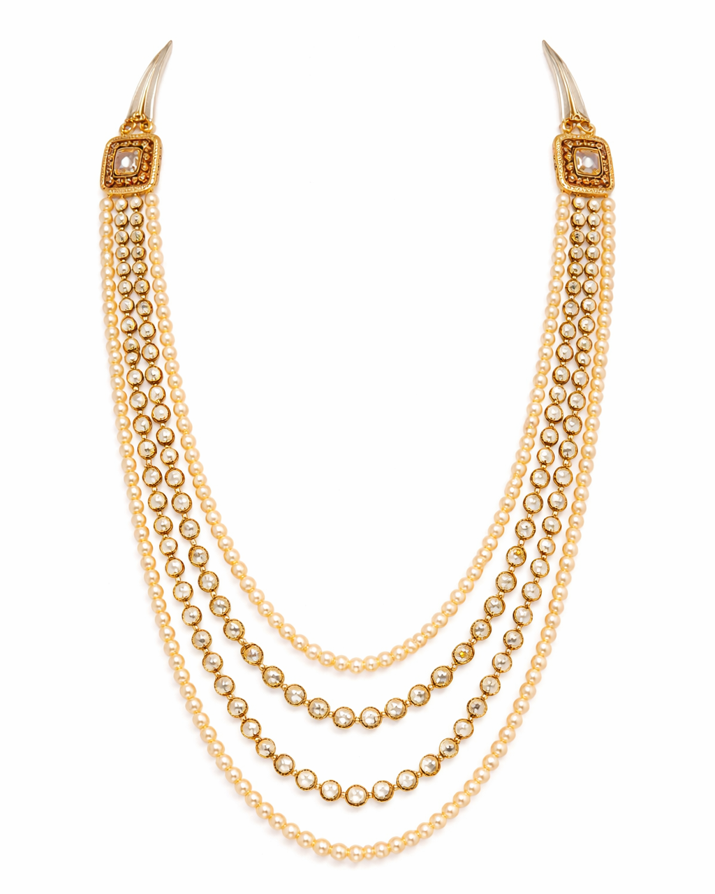 Pearl Cascade Kundan necklace Set