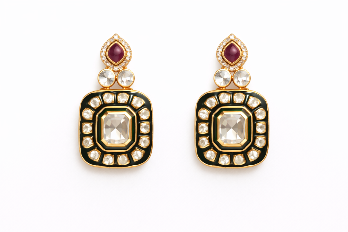 Minimal luxe kundan collar choker with earrings
