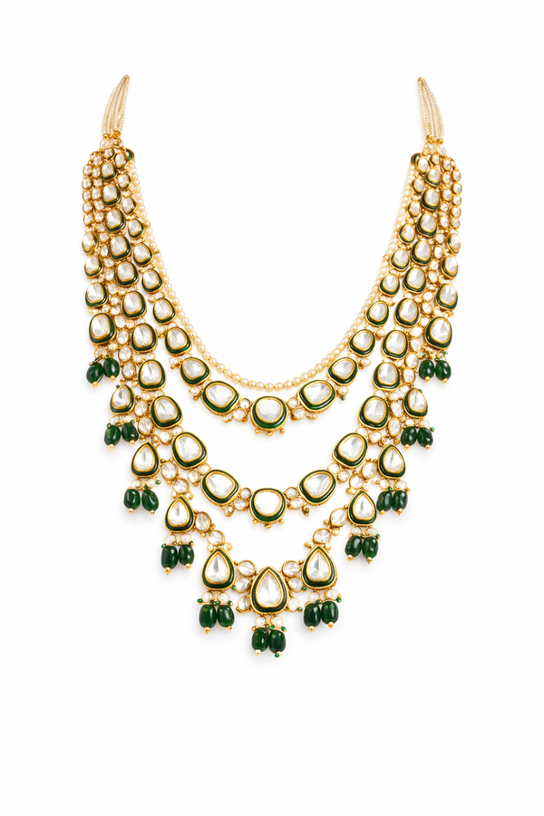 Emerald Cascade Kundan Bridal Jewellery Set