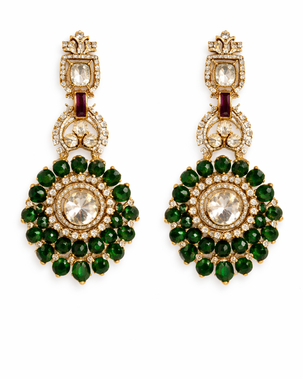 Regal green bead designer necklace with earrings