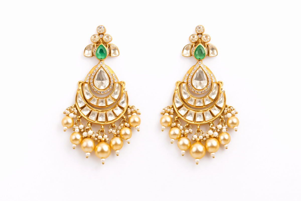 Traditional uncut stone statement choker with earring and maangtika