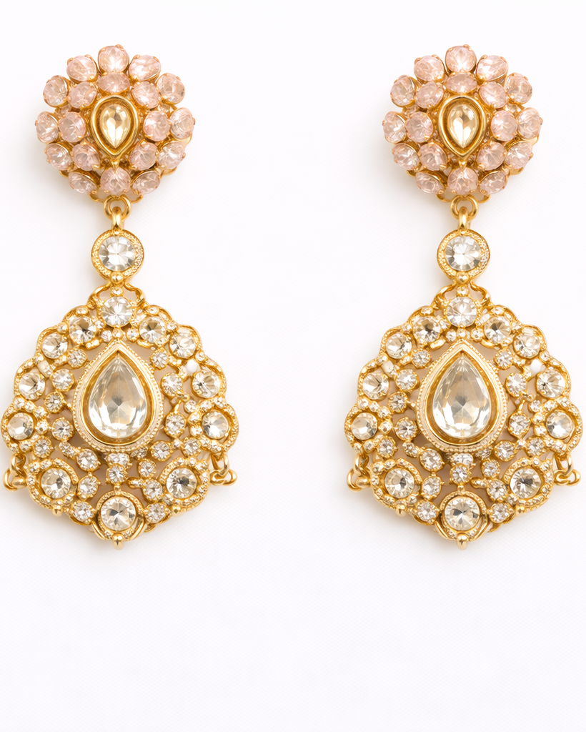 Blush enamel victorian statement necklace with earrings