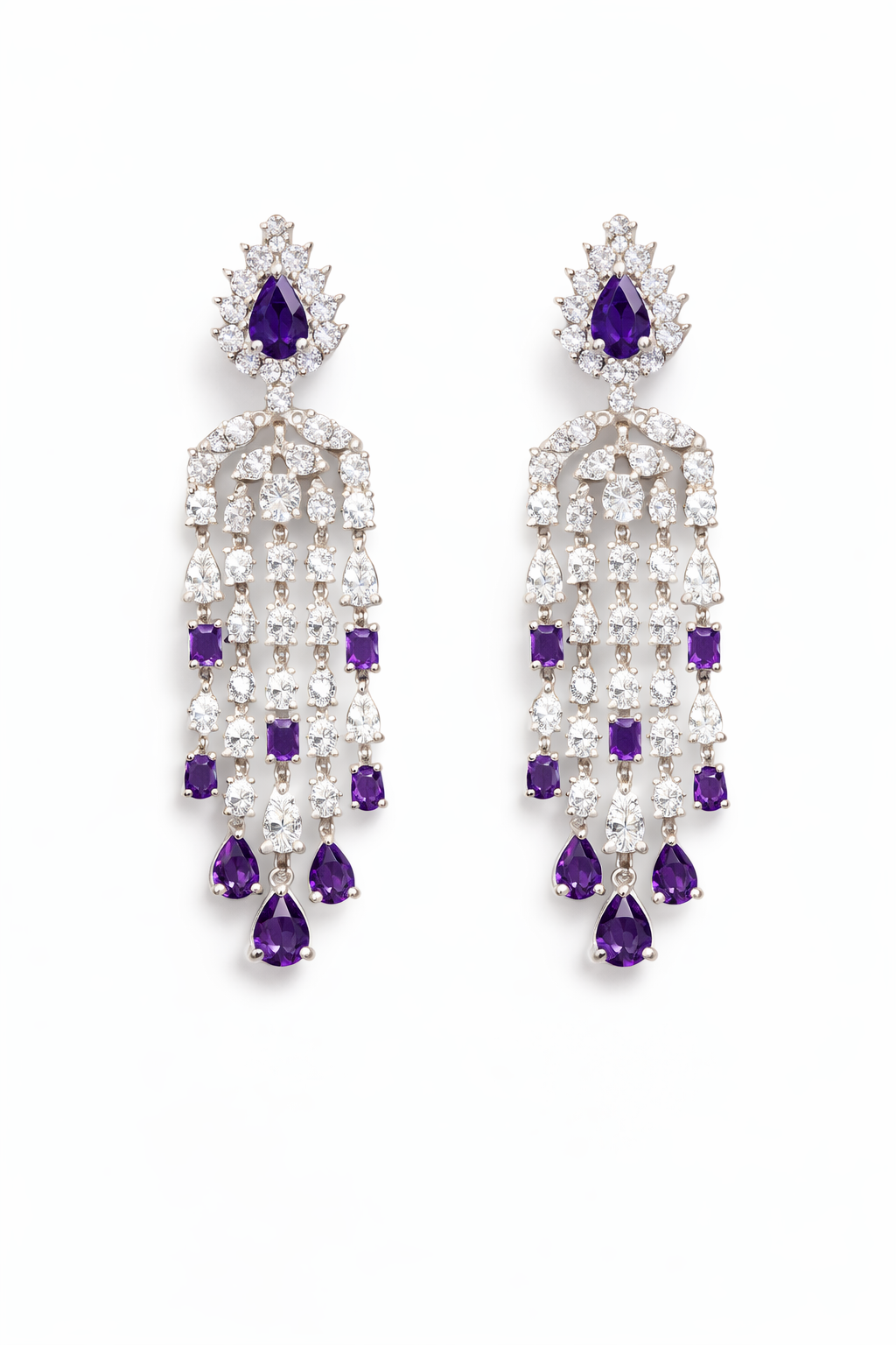 Luxury crystal layered AD necklace with earrings