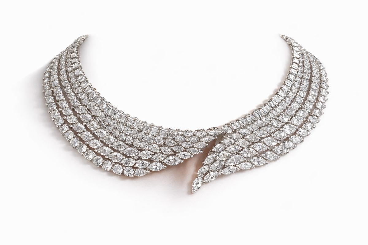 Luxury crystal AD collar necklace with earrings