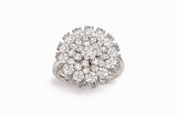 Floral diamond look statement ring