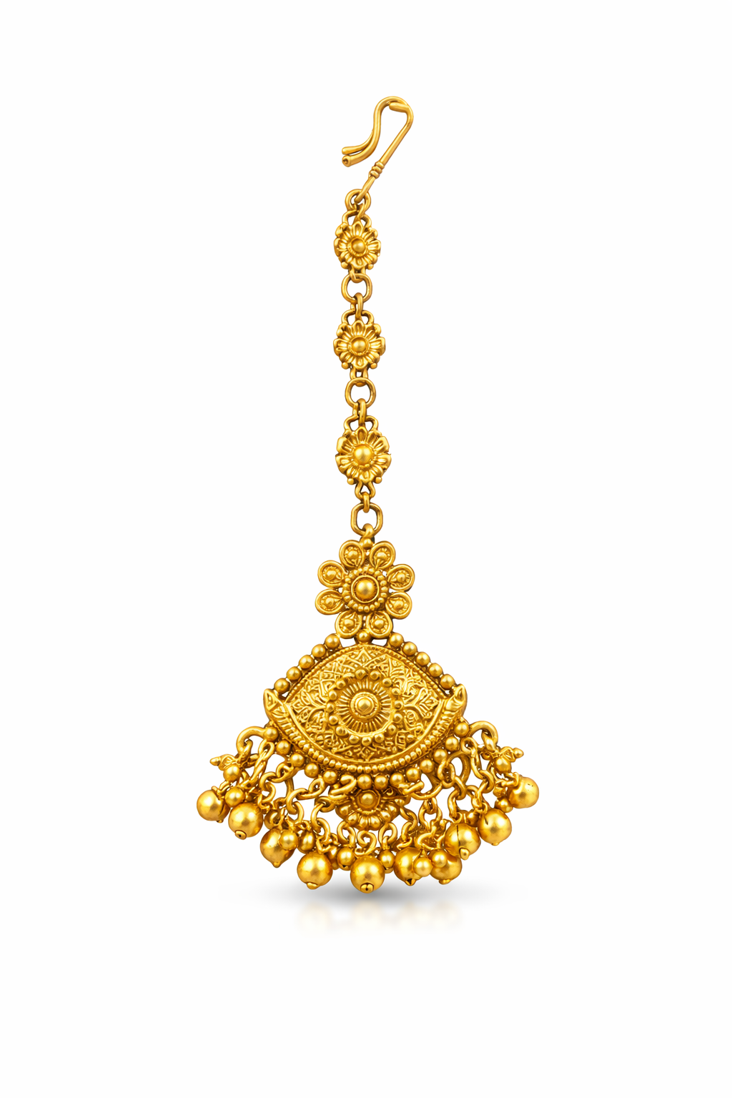 Traditional goddess motif bridal necklace with earrings and maantika