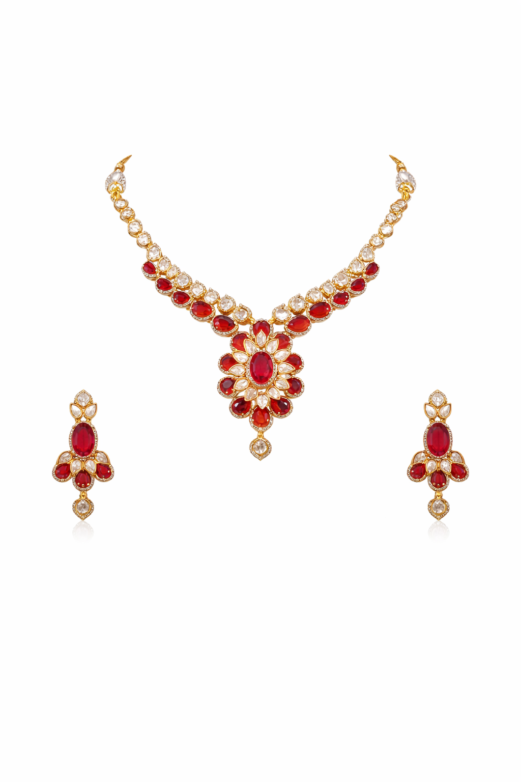 Ruby Polki Statement Set