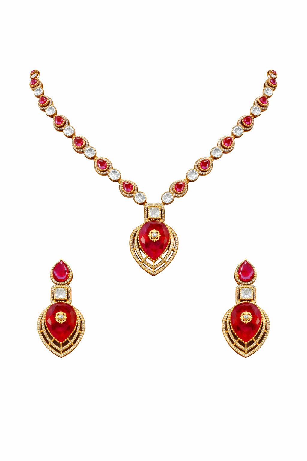 Royal Red Victorian Statement Jewellery Set