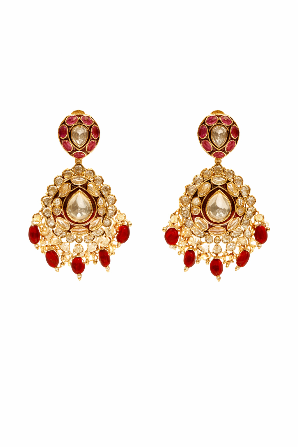 Regal Red Kundan Meenakari Set