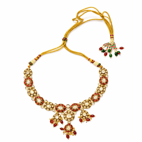 Regal Red Kundan Meenakari Set
