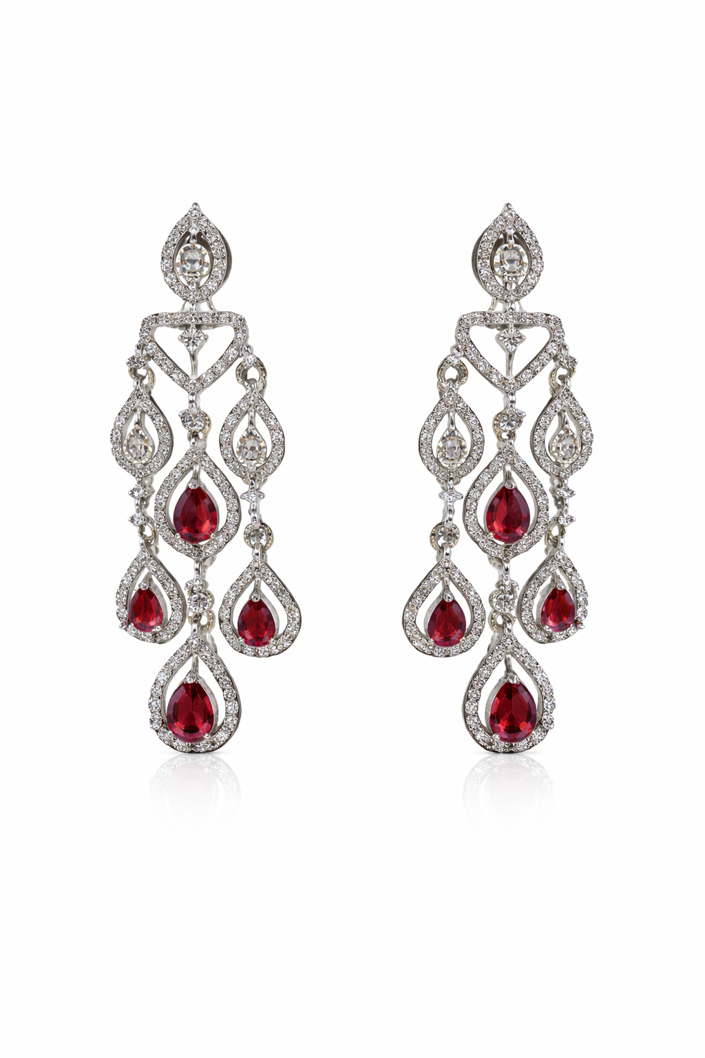Ruby Drop American Diamond Set