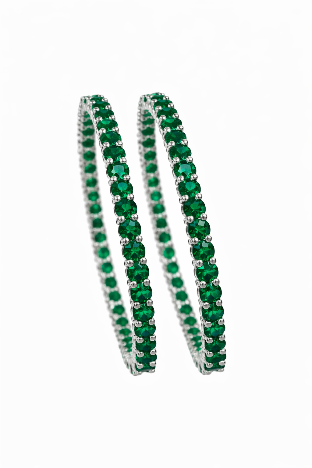 Silver finish emerald designer bracelet