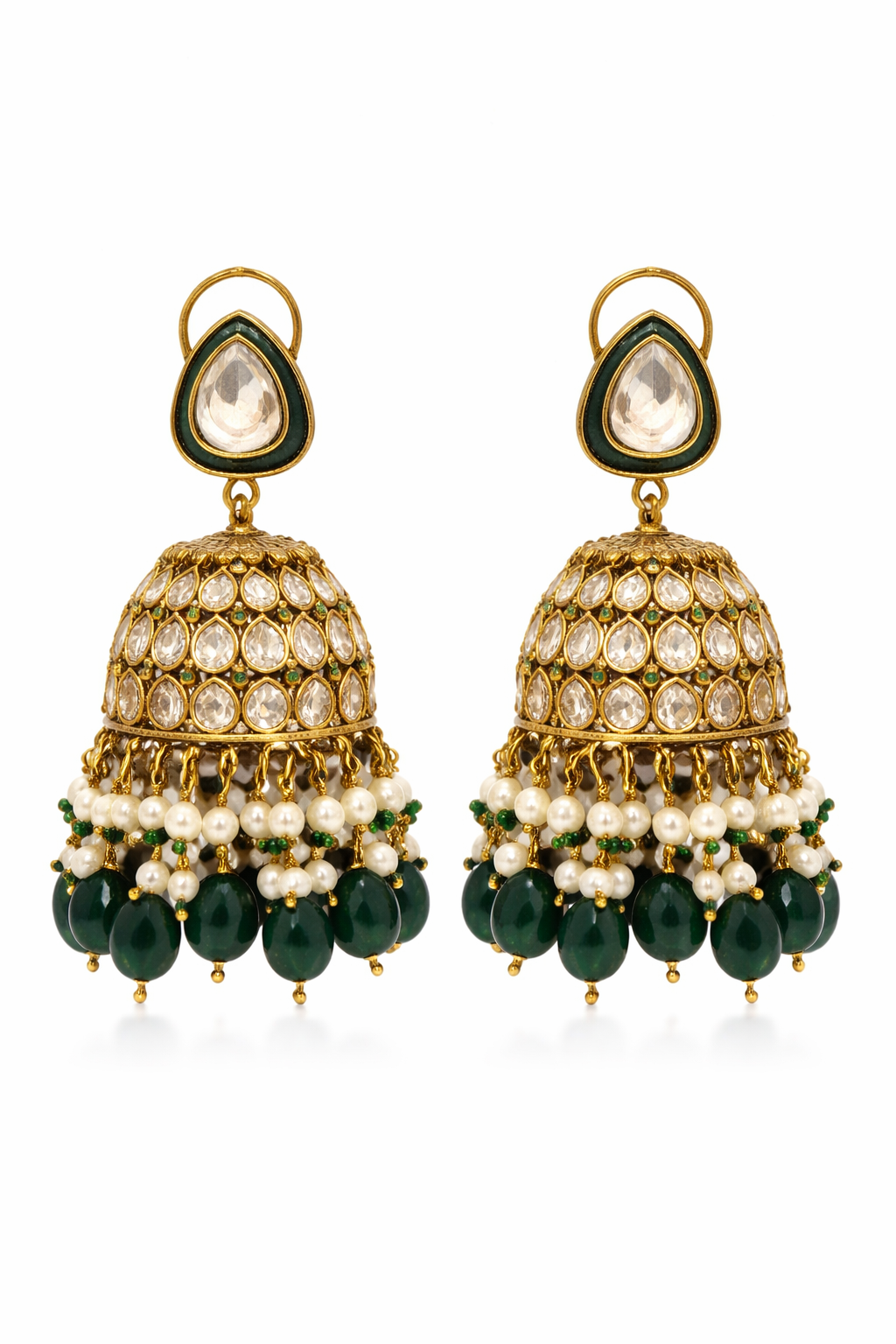 Emerald Cascade Kundan Bridal Jewellery Set