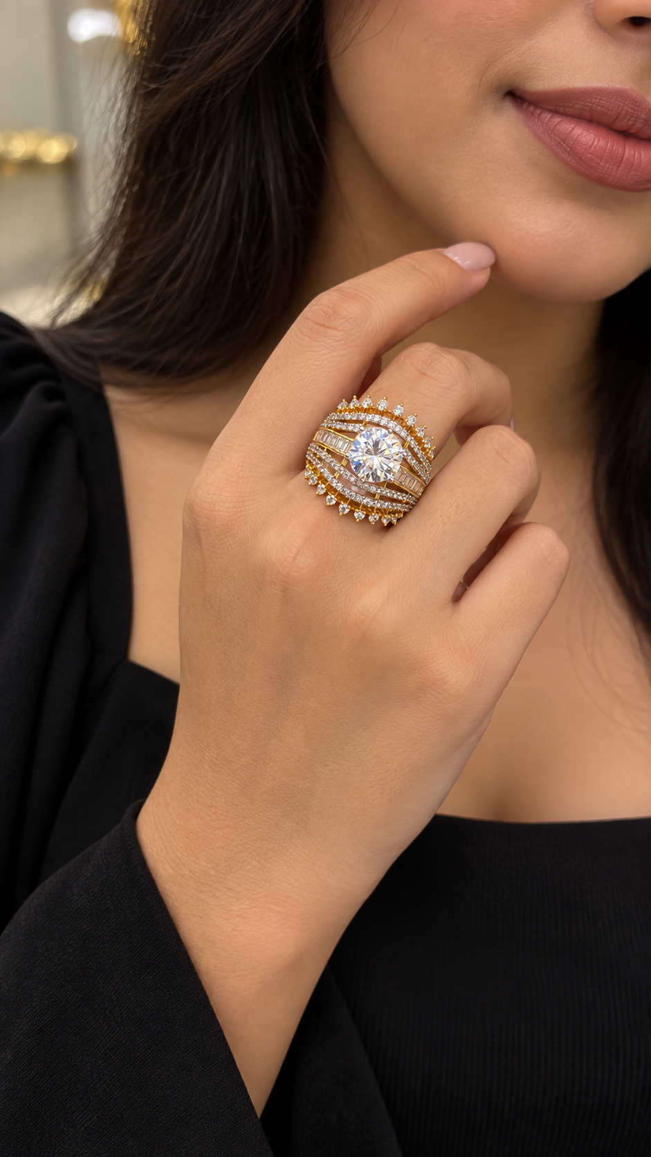 Antique Gold Layered Statement Ring