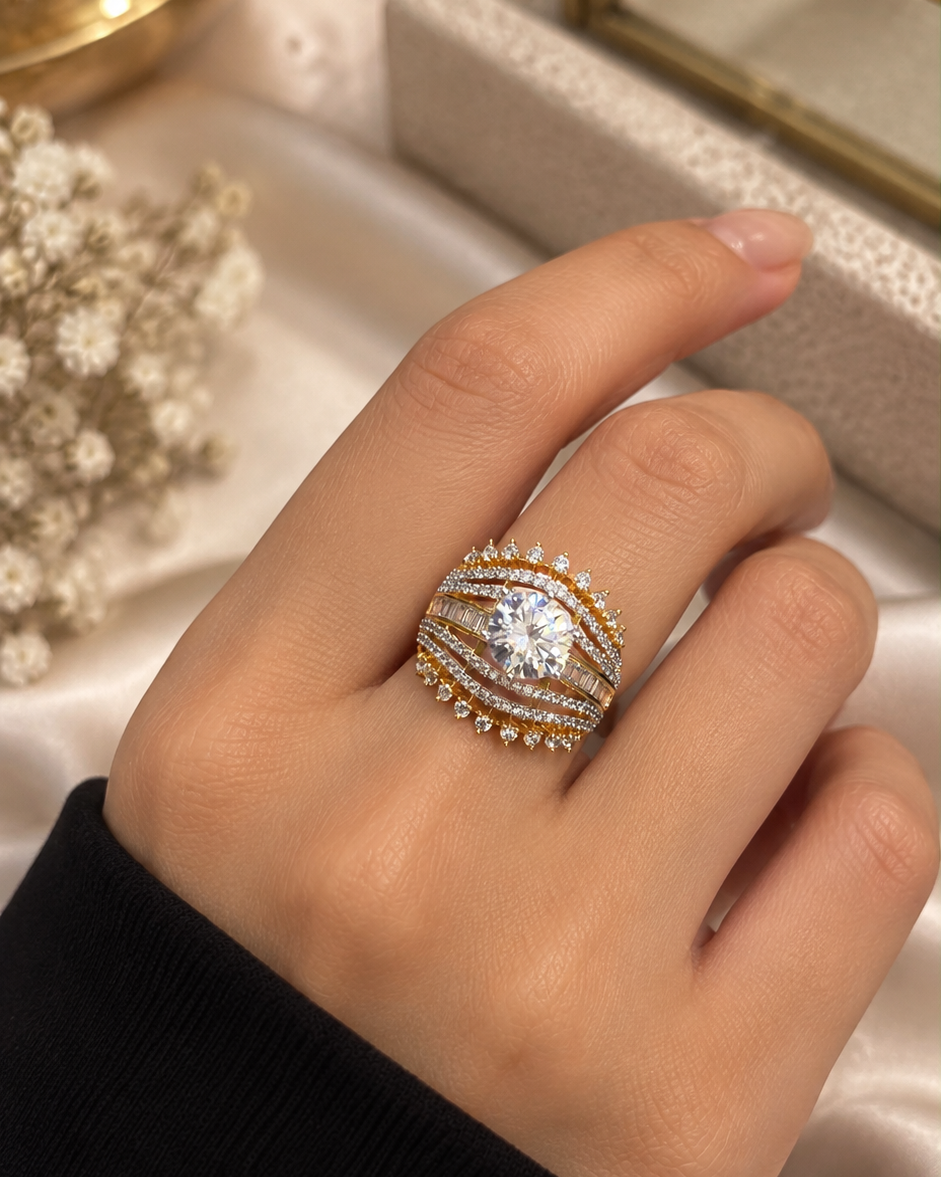 Antique Gold Layered Statement Ring