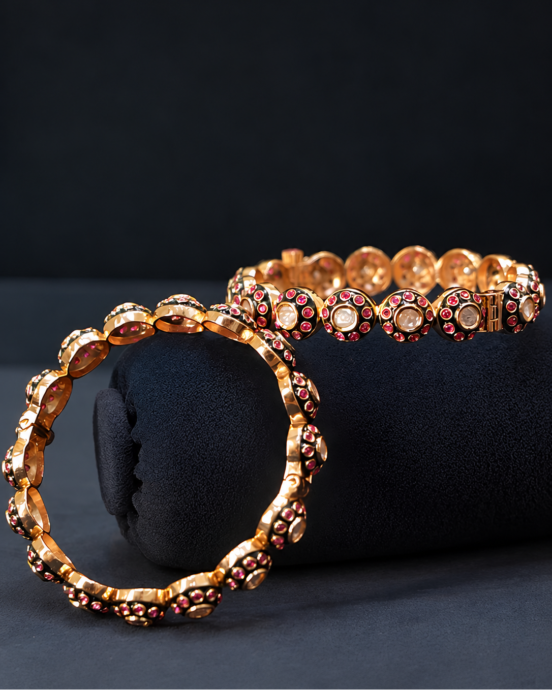 Antique Gold Ruby Stone Statement Necklace