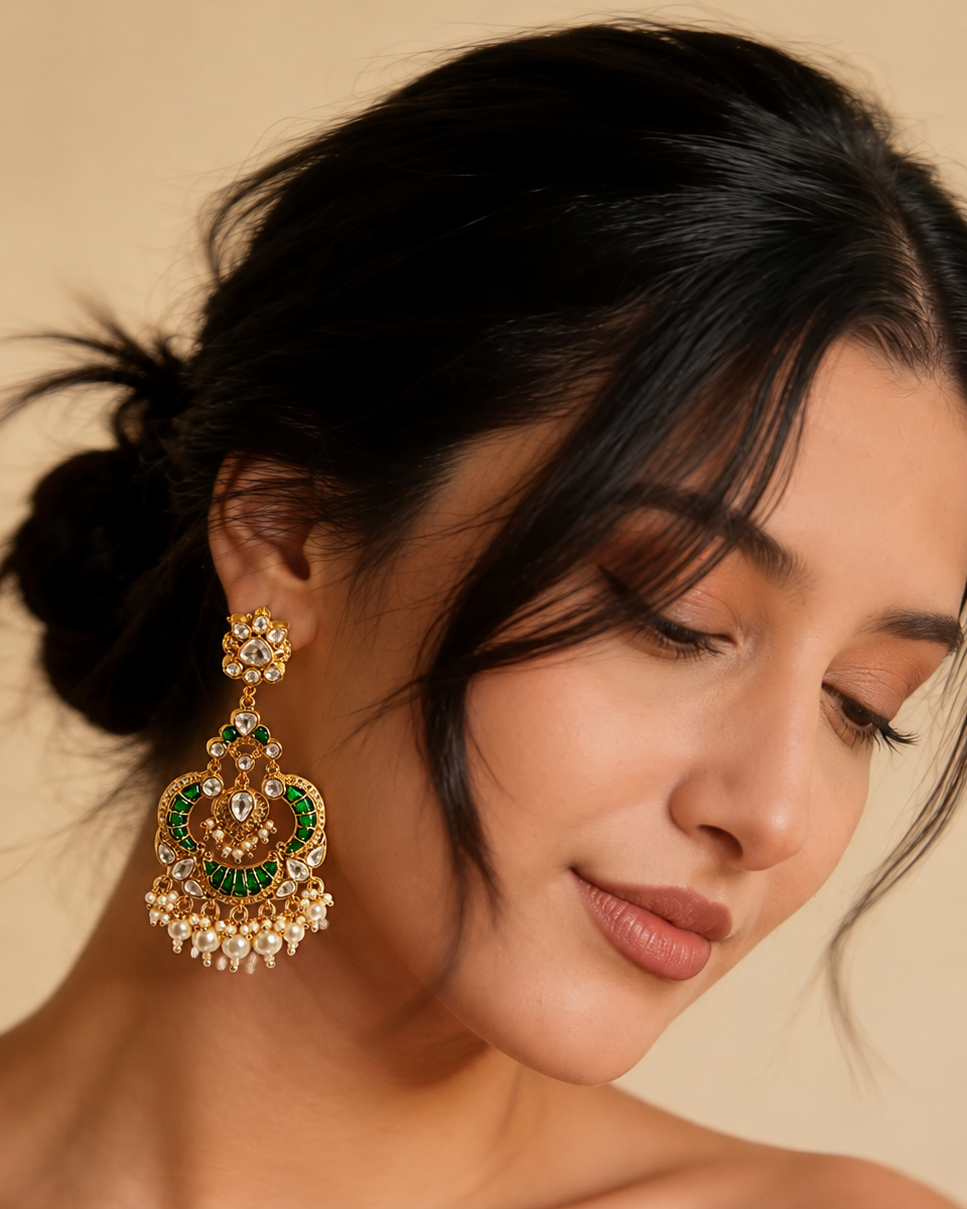 Green Victorian Statement Earring