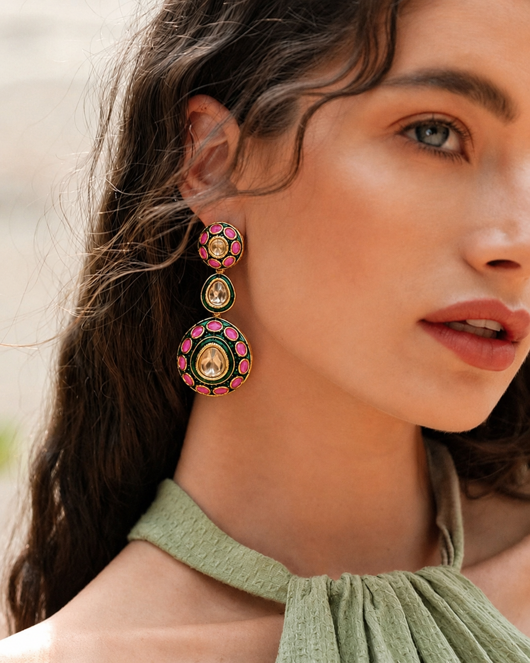 Pink Gold Drop Earring